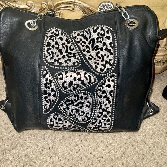 BRAND NEW GORGEOUS BLACK, RHINESTONE, ANIMAL PRINT HANDBAG - Picture 1 of 3